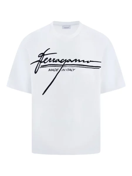 Tricou Ferragamo cu imagine alb
