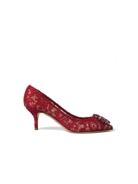 Czółenka Dolce And Gabbana koronkowa czerwona