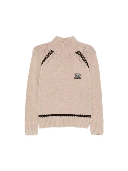 Sweter z golfem Ermanno Scervino do golfa brązowy
