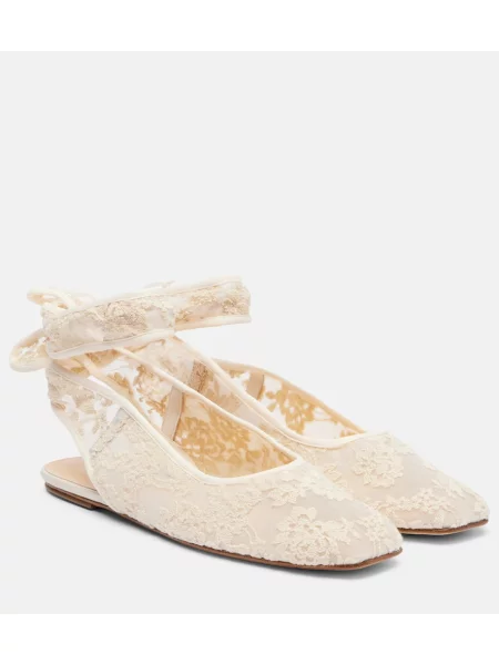 Balerinke Magda Butrym s čipko z odprtimi petami bela