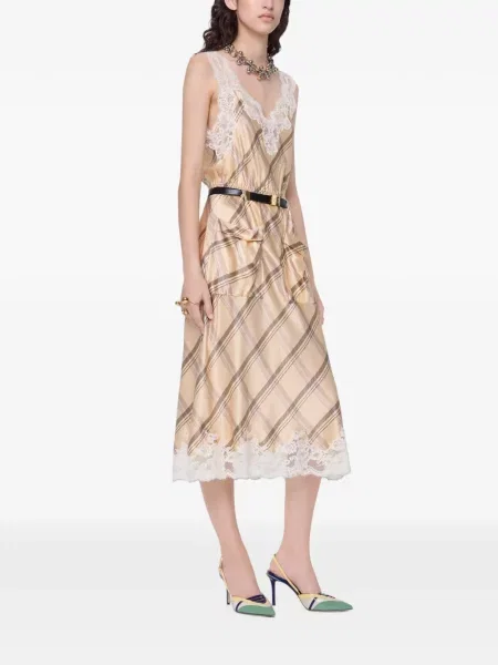 Rochie midi Rabanne din satin cu imagine bej