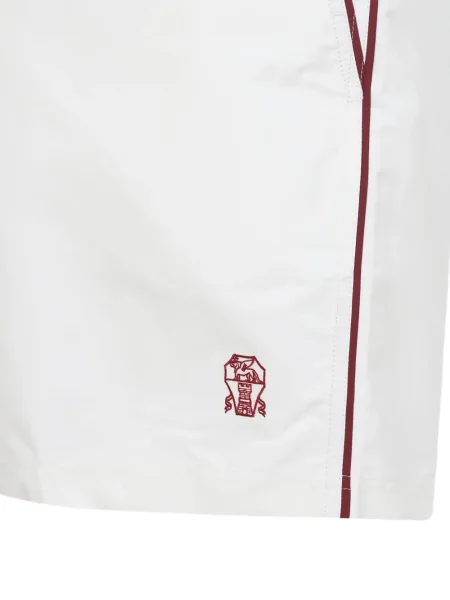 Haftowane kąpielówki Brunello Cucinelli białe