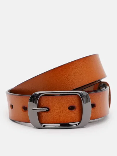 Кожаный ремень Borsa Leather с ремешками коричневый