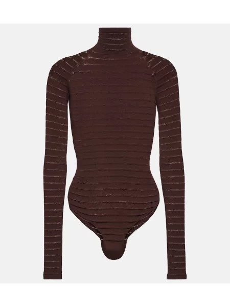 Golf top Alaïa w paski brązowy