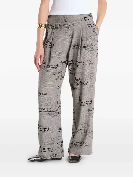 Pantaloni Desigual în carouri cu imagine gri