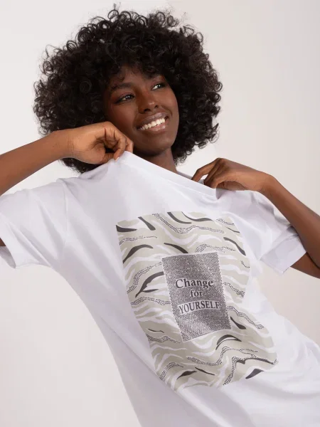 Tricou Fashionhunters cu imagine alb