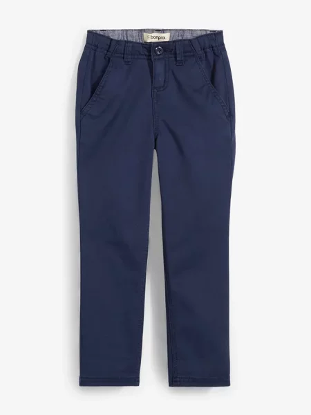 Spodnie chinosy slim fit z regulowaną talią straight niebieskie