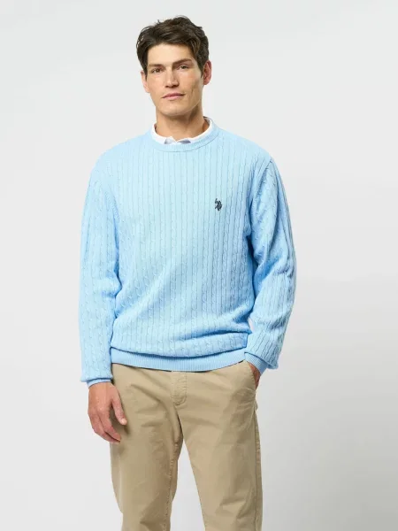 U.S. POLO ASSN. Pulóver UMMads tengerészkék világoskék