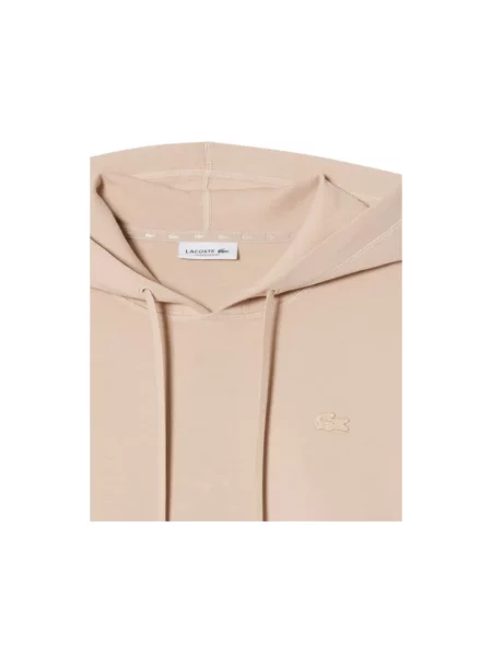 Lacoste bluza z kapturem z bawełną beżowa