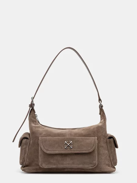 Off-White Dumbo.B torebka zamszowa biała