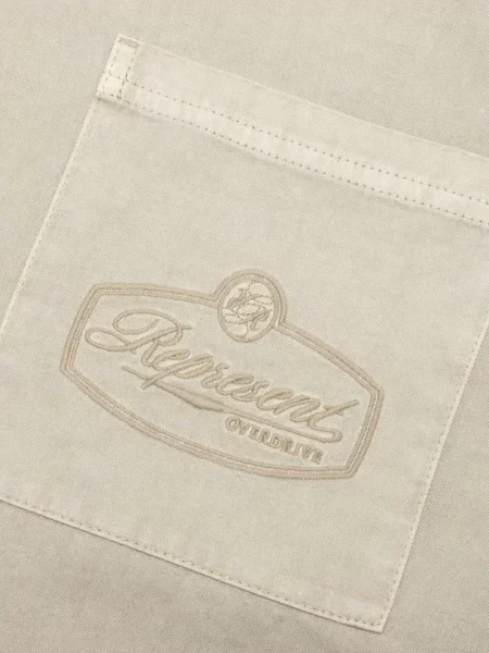 Къс риза Represent бродирана бежово