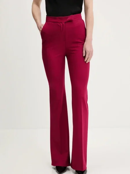 Hlače Answear.LAB trapez srednje visoki struk ružičasta