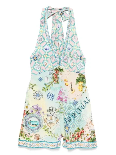 Salopetă Camilla de mătase albastru