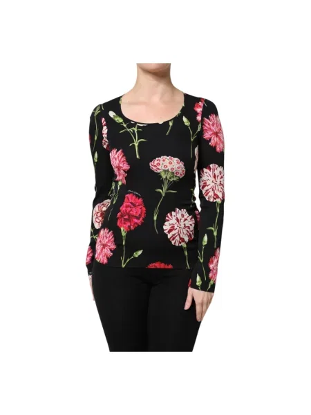Top Dolce And Gabbana w kwiatki czarny