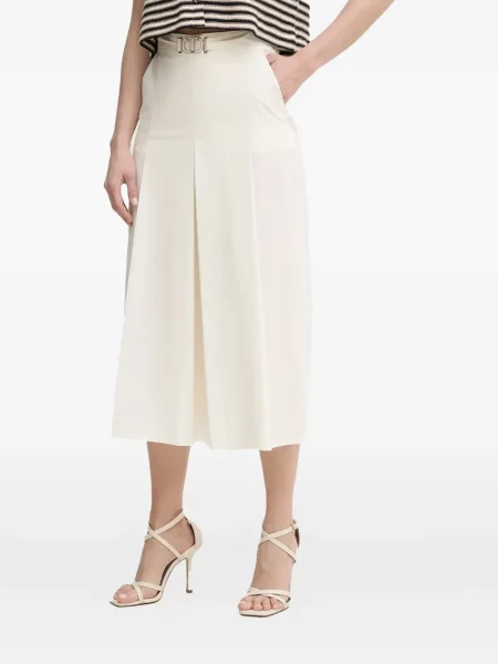 Fusta plisata Twinset plisată până la genunchi alb