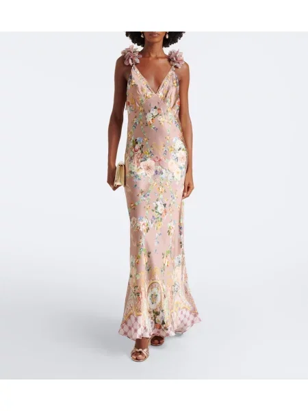Rochie Camilla din satin cu model floral