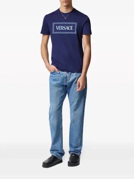 Raštuotas marškinėliai Versace mėlyna