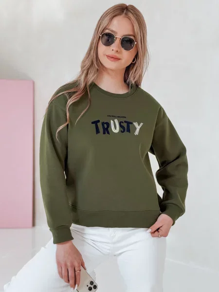 Bluza oversize z haftem SOFTRUS Dstreet zielona