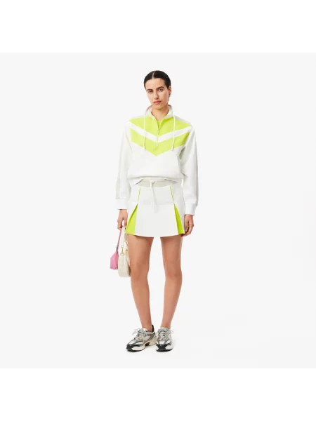 Lacoste Relaxed Fit Bluza Z Pół-Zamkiem I Blokami Kolorów biała