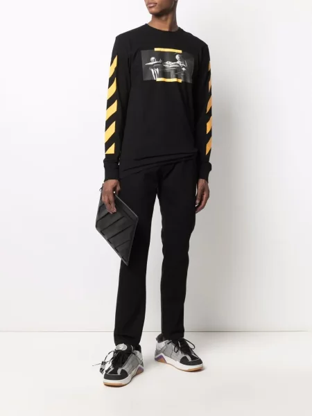 Dlouhé tričko Off-white s potiskem bílé