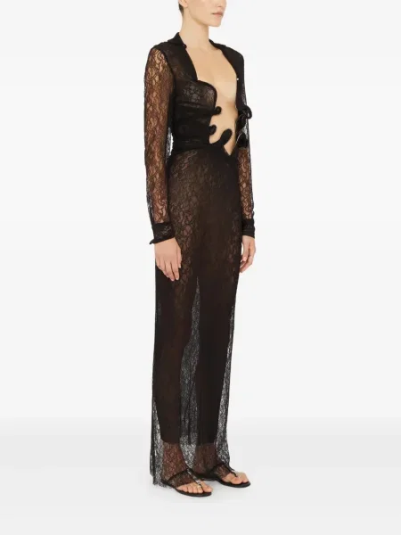 Rochie maxi Christopher Esber din dantelă de costum negru