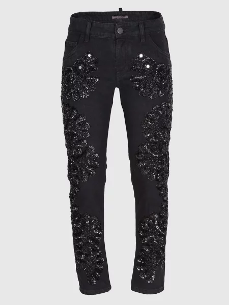 Джинси з паєтками Amen чорні