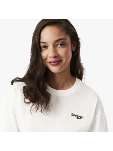 Lacoste T-Shirt Z Okrągłym Dekoltem Relaxed Fit biały