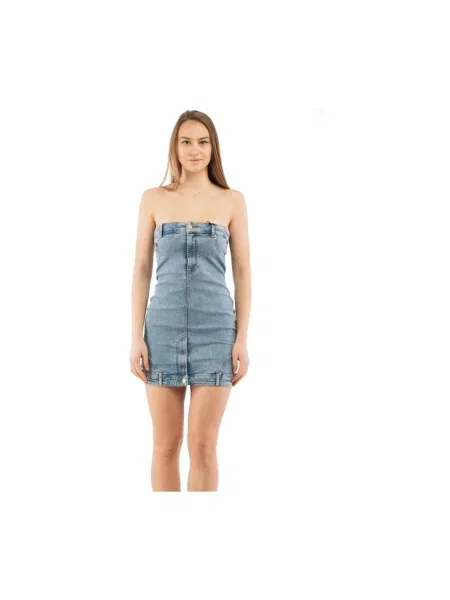 Mała mały sukienka mini Moschino bez ramiączek niebieska