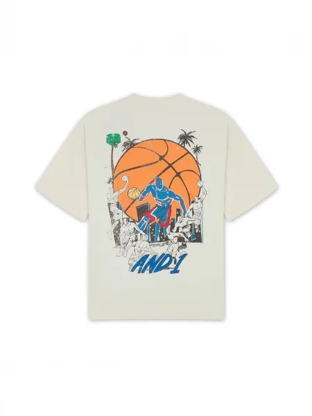Tricou Streetball ecru / albastru / portocaliu negru