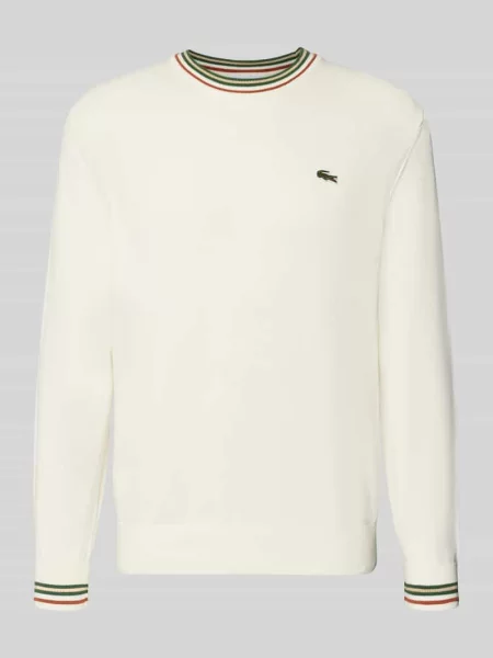 Sweter z dzianiny o kroju regular fit z czystej bawełny Lacoste biały