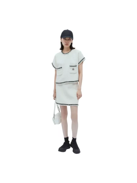 Spódnica mini Moncler tweedowa biała
