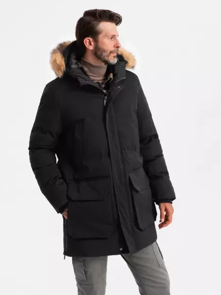 Izolat lung geacă parka Ombre evazată negru