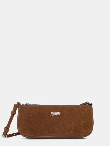 Tommy Jeans torebka z imitacji zamszu brązowa