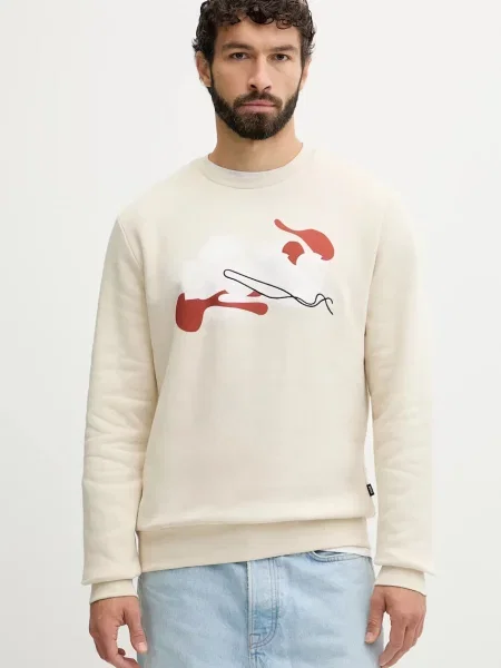 BOSS bluza z nadrukiem beżowy