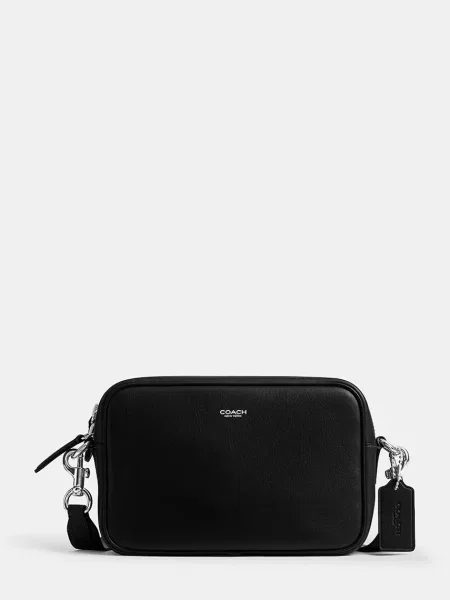Usnjena torbica za okoli pasu Coach Radio Camera Bag črna
