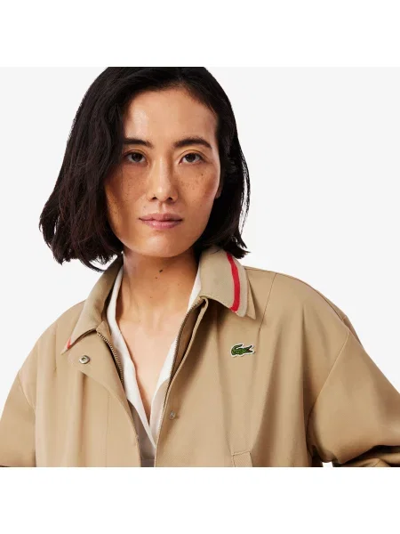Lacoste Kurtka Oversize Z Kołnierzykiem Polo beżowa