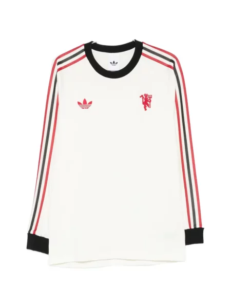 Tricou Adidas cu dungi cu imagine alb