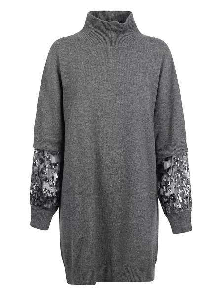 Rochie mini Brunello Cucinelli cu paiete de costum gri