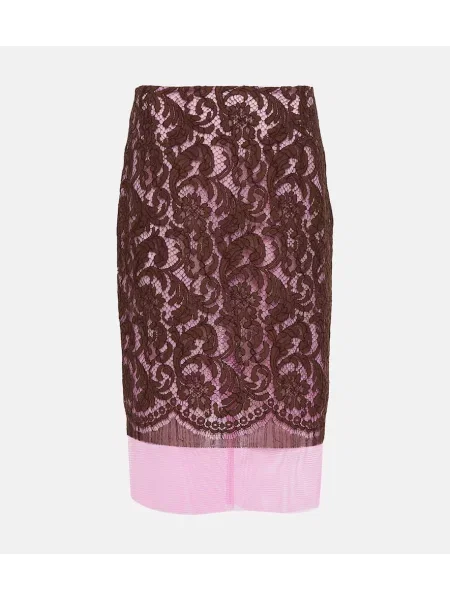 Midi krilo Dries Van Noten s čipko roza