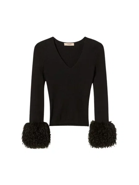 Dzianinowy sweter Twinset czarny