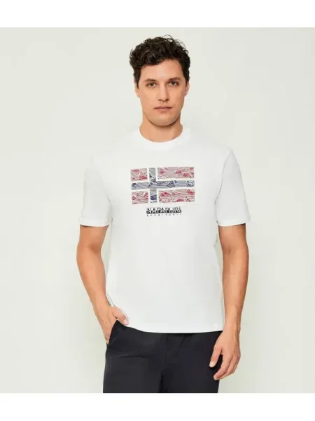 Napapijri Tricou S-DRAPEAU SS | Relaxed fit alb