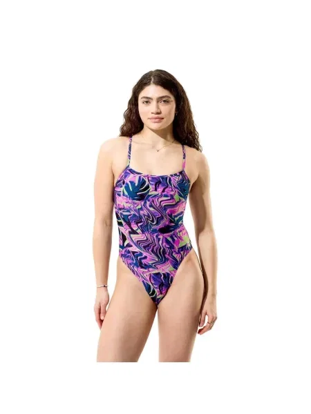 Jednoczęściowy strój kąpielowy z nadrukiem dla kobiet Speedo Web Back różowy