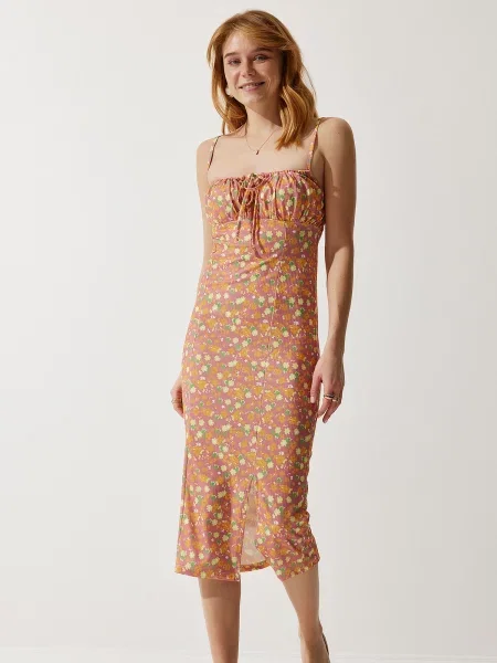 Happiness İstanbul Rochie de vară deschis / verde / portocaliu / portocaliu mandarină galben