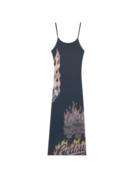Rochie midi Gcds cu imagine până la genunchi de costum negru