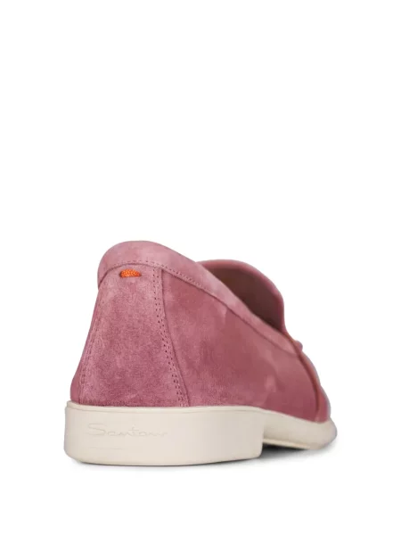 Pantofi loafer Santoni din piele de căprioară roz