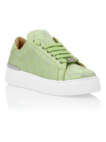 Satynowe sneakersy Philipp Plein zielone