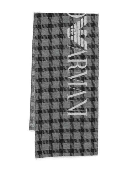 Kostkovaný šál Emporio Armani šedý