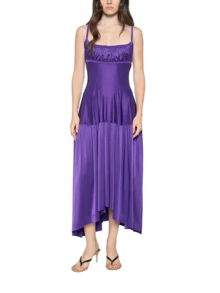 Rochie Rabanne cu volane asimetrică violet