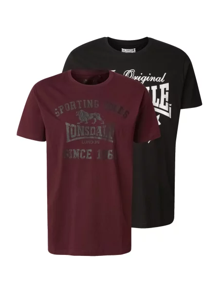LONSDALE Tricou Torbay oliv / roșu bordeaux / negru alb