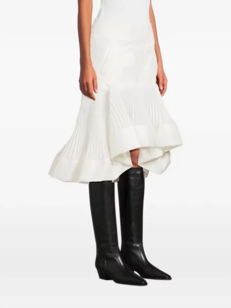 Spódnica plisowana Sacai z falbankami w kształcie litery A biała